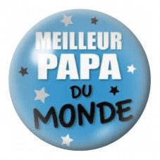 Cabochon en Verre Illustré Meilleur Papa du Monde sur Bleu 12 à 25mm pour la Création de Bijoux Fantaisie - DIY