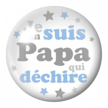 Cabochon en Verre Illustré Papa qui Déchire Bleu 12 à 25mm