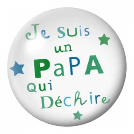 Cabochon en Verre Illustré Papa qui Déchire Vert 12 à 25mm