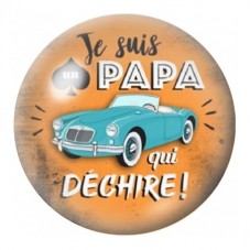 Cabochon en Verre Illustré Papa qui Déchire en Voiture 12 à 25mm pour la Création de Bijoux Fantaisie - DIY