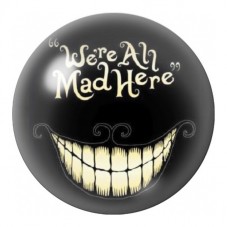 Cabochon en Verre Illustré Sourire du Chat du Cheshire 12 à 25mm pour la Création de Bijoux Fantaisie - DIY