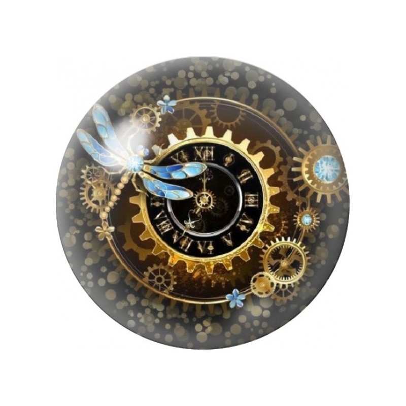 Cabochon en Verre Illustré Lapin Blanc et Horloge 12 à 25mm