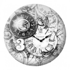 Cabochon en Verre Illustré Horloges d'Alice en Noir et Blanc 12 à 25mm pour la Création de Bijoux Fantaisie - DIY