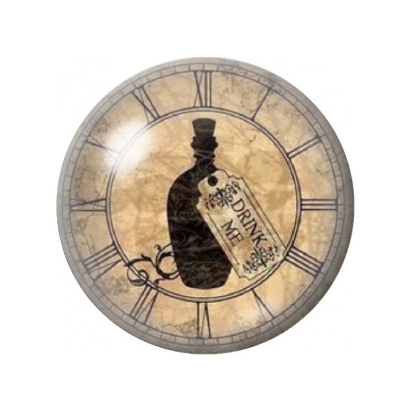 Cabochon en Verre Illustré Fiole Drink Me et Horloge 12 à 25mm