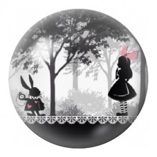 Cabochon en Verre Illustré Alice dans la Forêt Noire 12 à 25mm pour la Création de Bijoux Fantaisie - DIY