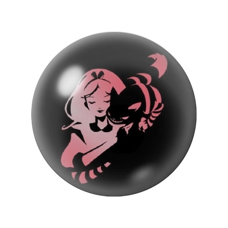 Cabochon en Verre Illustré Alice et Chat du Cheshire Rose 12 à 25mm