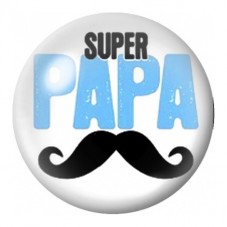 Cabochon en Verre Illustré Super Papa à la Moustache 12 à 25mm pour la Création de Bijoux Fantaisie - DIY