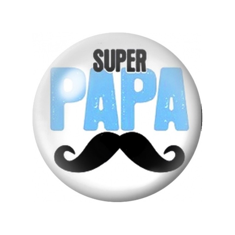Cabochon en Verre Illustré Super Papa à la Moustache 12 à 25mm pour la Création de Bijoux Fantaisie - DIY