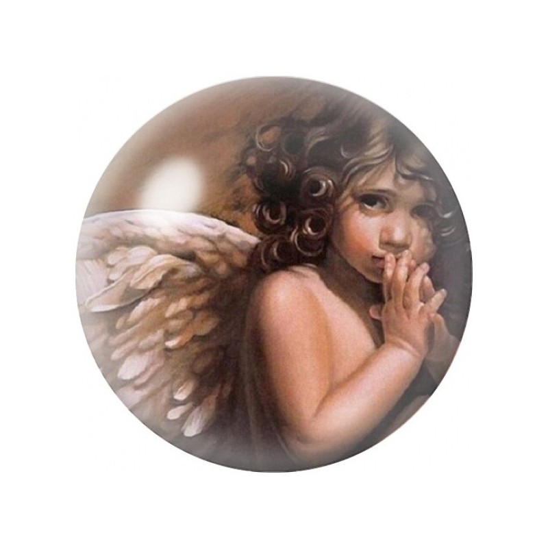 Cabochon en Verre Illustré Ange Brun en Prière 12 à 25mm