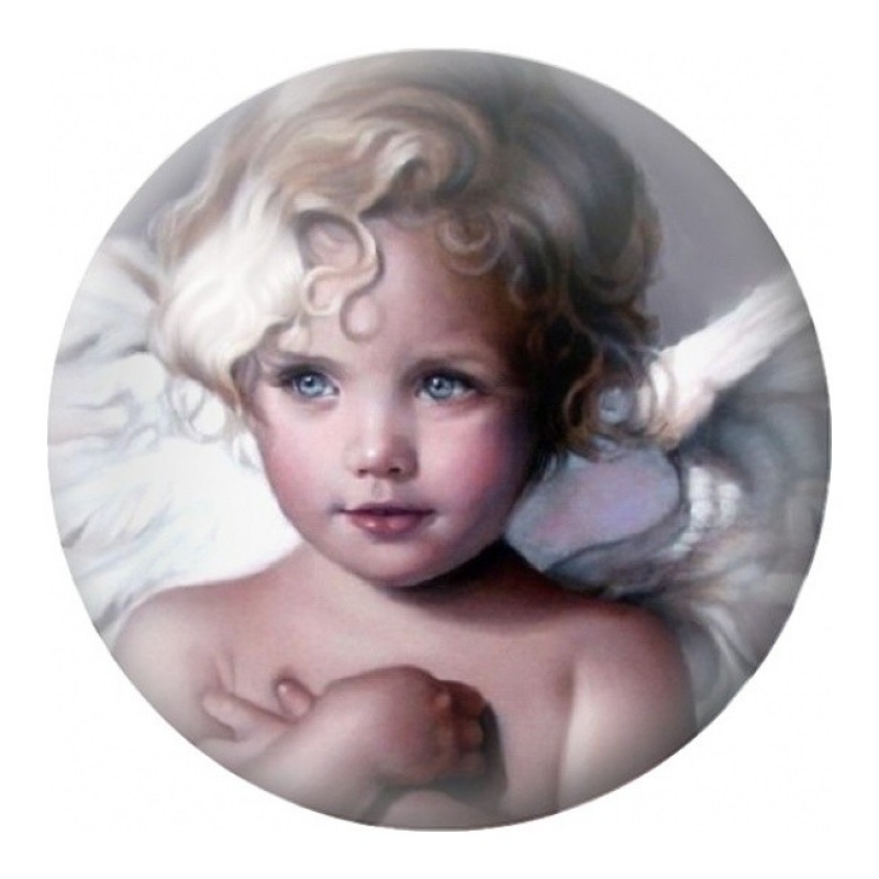 Cabochon en Verre Illustré Chérubin aux Yeux Bleus 12 à 25mm