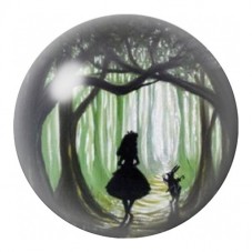 Cabochon en Verre Illustré Alice et Lapin dans la Forêt Verte 12 à 25mm pour la Création de Bijoux Fantaisie - DIY