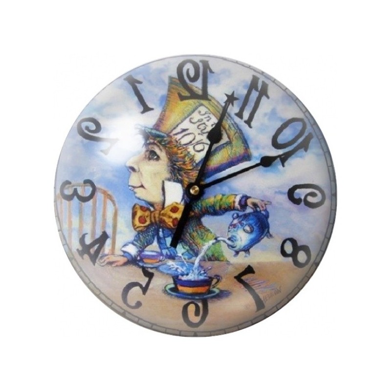 Cabochon en Verre Illustré Chapelier Fou sur Horloge 12 à 25mm