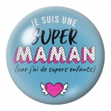 Cabochon en Verre Illustré Super Maman aux Supers Enfants 12 à 25mm pour la Création de Bijoux Fantaisie - DIY