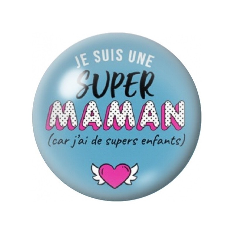 Cabochon en Verre Illustré Super Maman aux Supers Enfants 12 à 25mm