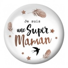 Cabochon en Verre Illustré Super Maman aux Plumes 12 à 25mm pour la Création de Bijoux Fantaisie - DIY