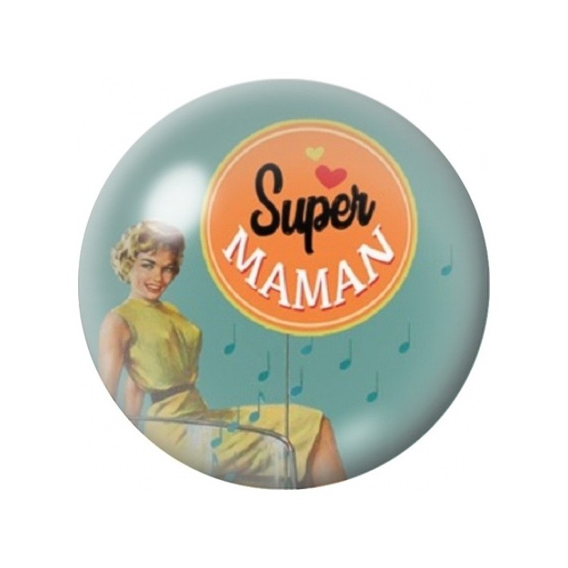 Cabochon en Verre Illustré Super Maman Vintage 12 à 25mm