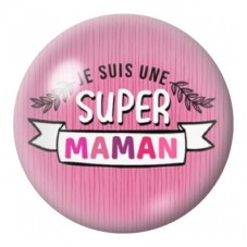 Cabochon en Verre Illustré Je Suis une Super Maman 12 à 25mm pour la Création de Bijoux Fantaisie - DIY