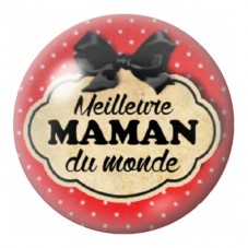 Cabochon en Verre Illustré Meilleure Maman du Monde au Nœud 12 à 25mm pour la Création de Bijoux Fantaisie - DIY