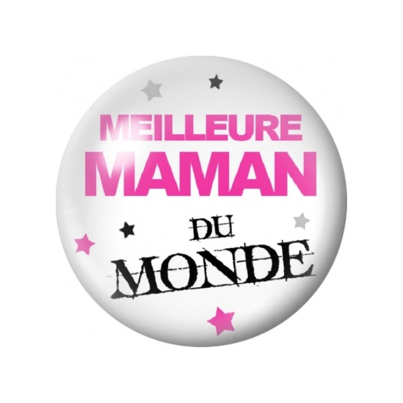 Cabochon en Verre Illustré Meilleure Maman du Monde Rose 12 à 25mm