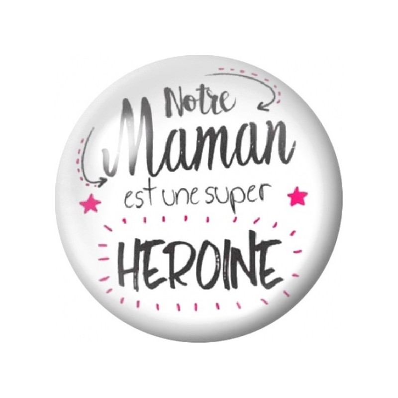 Cabochon en Verre Illustré Maman Super Héroïne 12 à 25mm