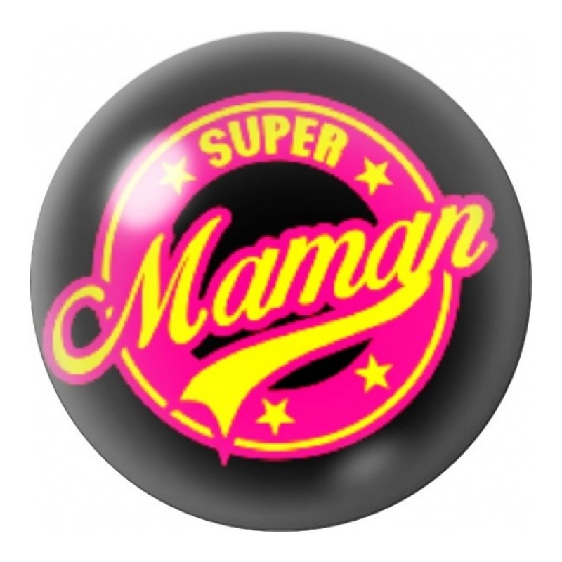 Cabochon en Verre Illustré Super Maman Néon 12 à 25mm