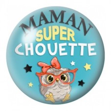 Cabochon en Verre Illustré Maman Super Chouette Turquoise 12 à 25mm pour la Création de Bijoux Fantaisie - DIY