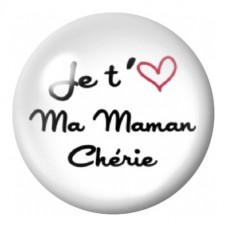 Cabochon en Verre Illustré Je t'Aime ma Maman Chérie 12 à 25mm pour la Création de Bijoux Fantaisie - DIY