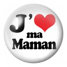 Cabochon en Verre Illustré J'Aime ma Maman 12 à 25mm pour la Création de Bijoux Fantaisie - DIY