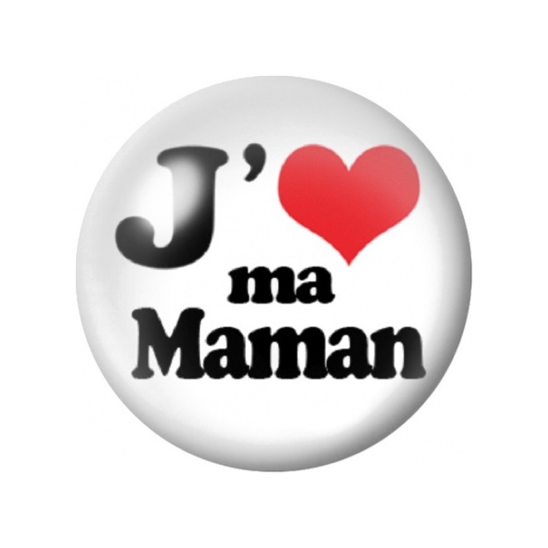 Cabochon en Verre Illustré J'Aime ma Maman 12 à 25mm