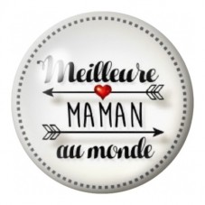 Cabochon en Verre Illustré Meilleure Maman au Monde Noir 12 à 25mm pour la Création de Bijoux Fantaisie - DIY