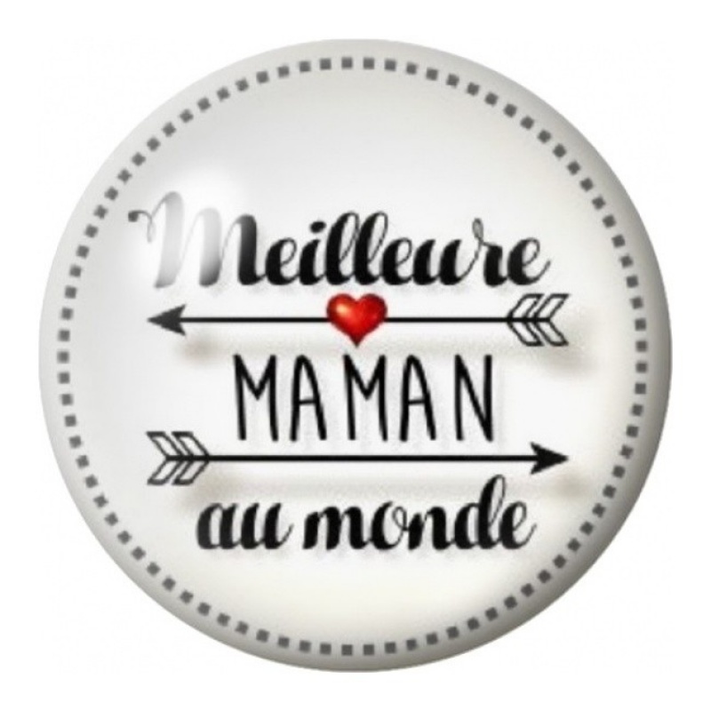 Cabochon en Verre Illustré Meilleure Maman au Monde Noir 12 à 25mm
