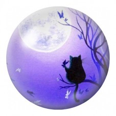 Cabochon en Verre Illustré Chat Noir sous la Lune 12 à 25mm pour la Création de Bijoux Fantaisie - DIY