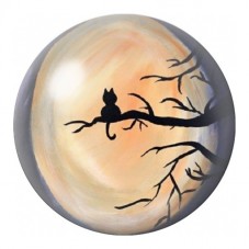 Cabochon en Verre Illustré Chat Noir sur une Branche 12 à 25mm pour la Création de Bijoux Fantaisie - DIY