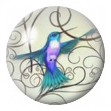 Cabochon en Verre Illustré Colibri Bleu et Violet 12 à 25mm pour la Création de Bijoux Fantaisie - DIY