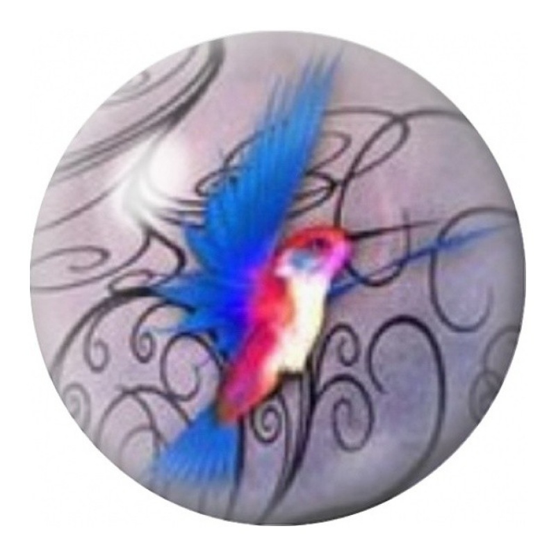 Cabochon en Verre Illustré Colibri Bleu et Rose 12 à 25mm