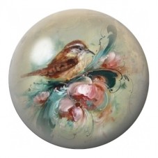 Cabochon en Verre Illustré Moineau aux Fleurs Vintage 12 à 25mm pour la Création de Bijoux Fantaisie - DIY