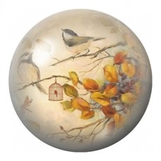 Cabochon en Verre Illustré Oiseaux d'Automne et Nichoir 12 à 25mm pour la Création de Bijoux Fantaisie - DIY