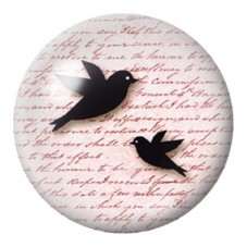 Cabochon en Verre Illustré Oiseaux en Vol sur Fond Rose 12 à 25mm pour la Création de Bijoux Fantaisie - DIY