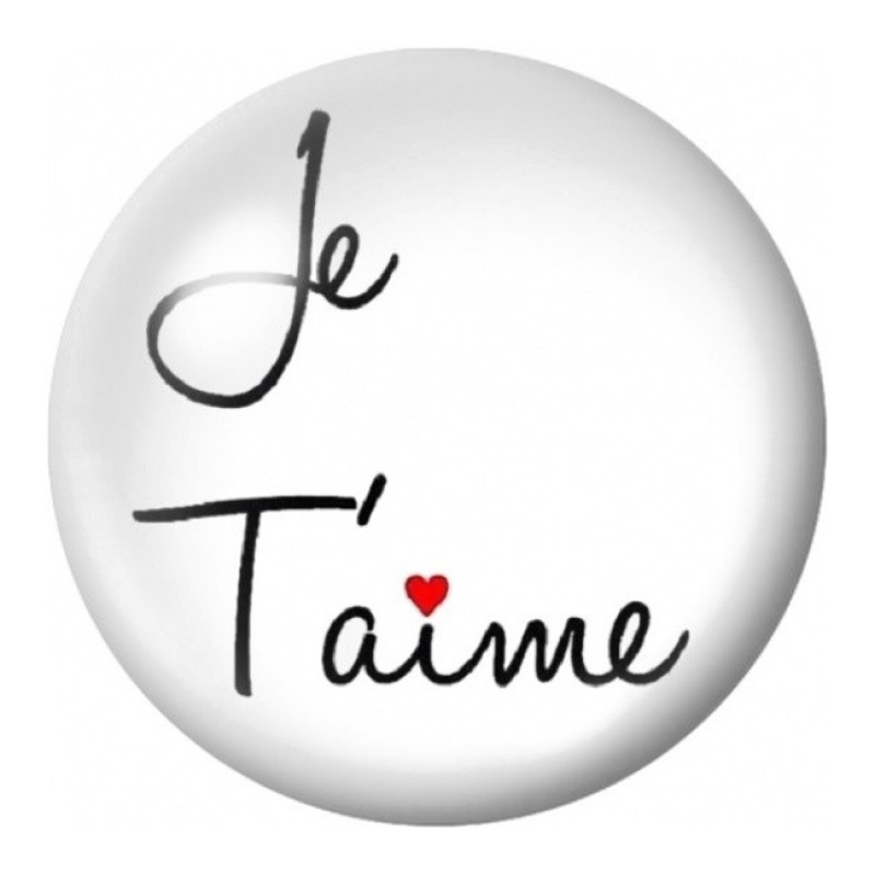 Cabochon en Verre Illustré Je t'Aime Calligraphie 12 à 25mm