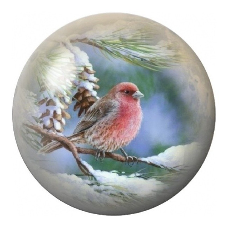 Cabochon en Verre Illustré Rouge-Gorge dans la Neige 12 à 25mm