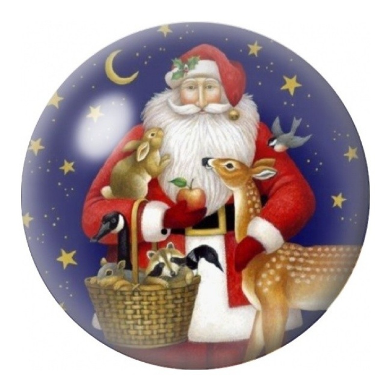 Cabochon en Verre Illustré Père Noël aux Cadeaux 12 à 25mm