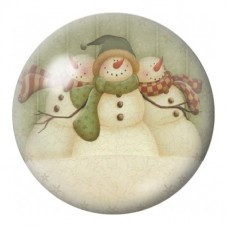 Cabochon en Verre Illustré Famille de Bonshommes de Neige 12 à 25mm pour la Création de Bijoux Fantaisie - DIY
