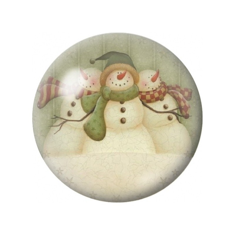 Cabochon en Verre Illustré Famille de Bonshommes de Neige 12 à 25mm