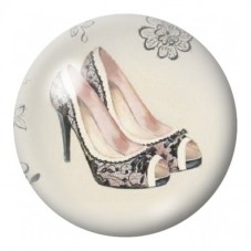 Cabochon en Verre Illustré Escarpins Dentelle Vintage 12 à 25mm pour la Création de Bijoux Fantaisie - DIY