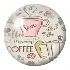 Cabochon en Verre Illustré Tasses de Café Love 12 à 25mm pour la Création de Bijoux Fantaisie - DIY