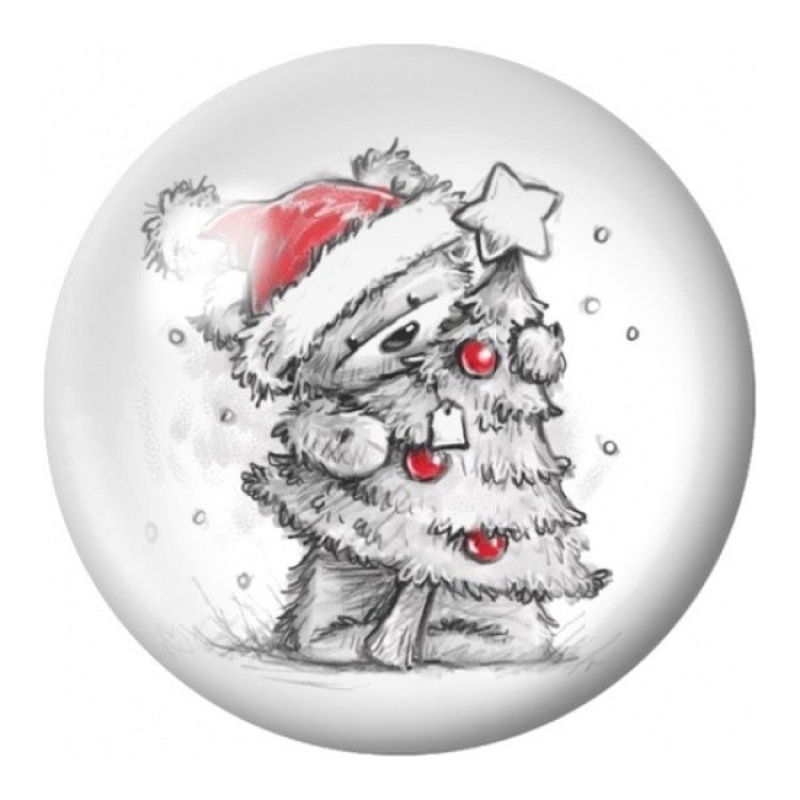Cabochon en Verre Illustré Hérisson Sapin de Noël 12 à 25mm