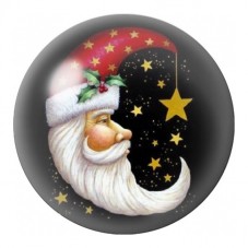 Cabochon en Verre Illustré Père Noël sur Croissant de Lune 12 à 25mm pour la Création de Bijoux Fantaisie - DIY
