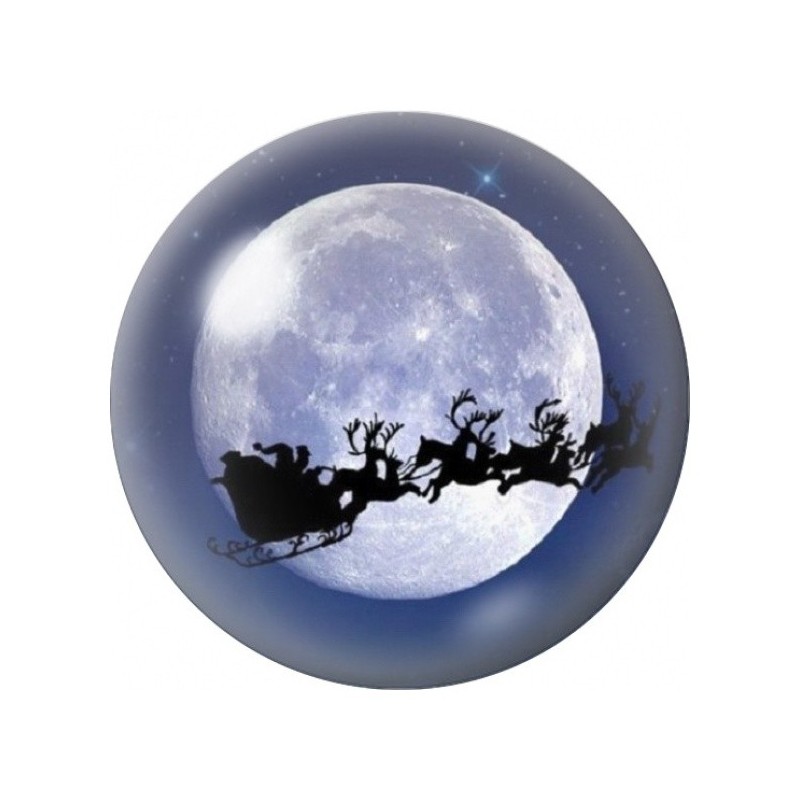 Cabochon en Verre Illustré Traîneau du Père Noël sous la Lune 12 à 25mm