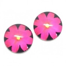 Lot de 2 Cabochons en Verre Motif Fleur Fuchsia 10mm pour la création de bijoux fantaisie - DIY