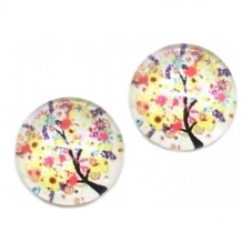 Lot de 2 Cabochons en Verre Motif Arbre Multicolore 10mm pour la création de bijoux fantaisie - DIY